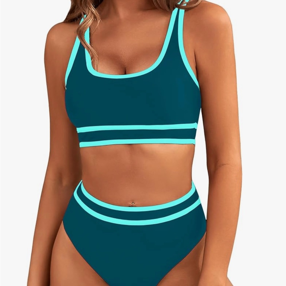 Stylish Teal and Aqua Bikini Set